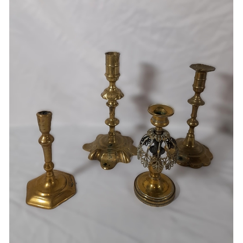 51 - A Mixed Lot of Brass Candlestick Holders.