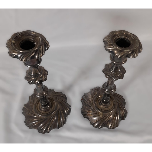 308 - Antique Electro Plated Matching Pair of Candle Stick Holders
With Candle Holder Plate and snuffer.