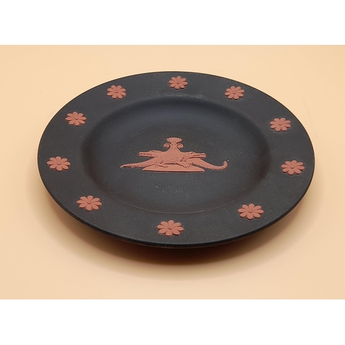 32 - A Rare Wedgewood Jasperware Plate in Black Basalt and Terracotta, 11cm Diameter. No Chips or Cracks.