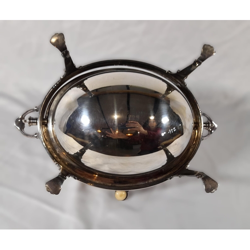 33 - A Victorian Silver Plated English Breakfast Domed Buffet Server on Clawed Feet. In Immaculate Condit... 