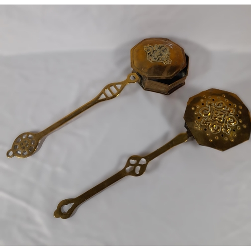 316 - A Pair of Small Brass Chestnut Roasters. Approx 25cm L.