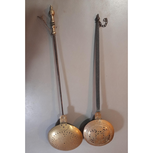 327 - A Pair of Decorative Antique Brass Bedwarmers. Approx 100cm In Length.