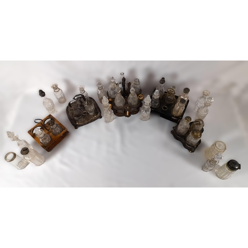 334 - A Large Selection of Antique Silver Plate Ware Cruet Sets and Condiment Decanters. Non Matching as P... 