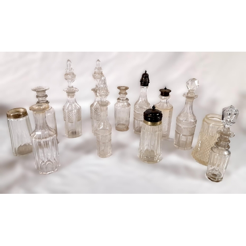 334 - A Large Selection of Antique Silver Plate Ware Cruet Sets and Condiment Decanters. Non Matching as P... 