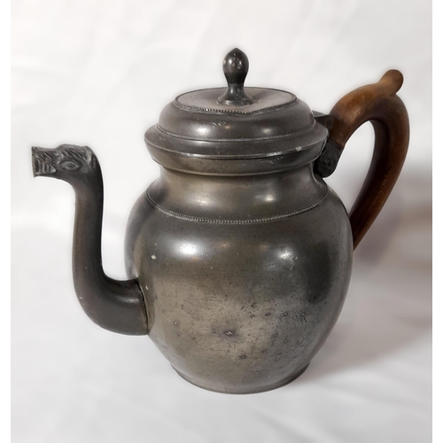 338 - A Selection of Pewter Items including 4 Jugs, a Wine Funnel, a Teapot and more.