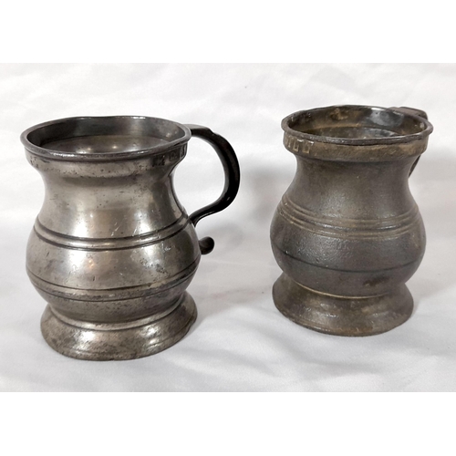 339 - A Collection of 10 Antique Small Pewter Tankards ranging from 7cm to 4 cm in Height. 1 Lidded with e... 