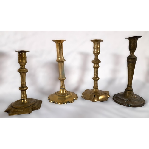 343 - 13 Mixed Antique Brass Candlestick Holders.