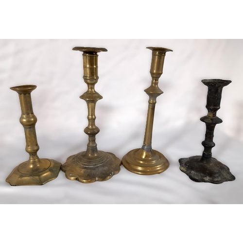 343 - 13 Mixed Antique Brass Candlestick Holders.