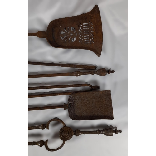 353 - Two Sets of Antique Fire Irons. 2 Shovels, 2 Pairs of Tongs and 2 Pokers. All with Surface Rust.