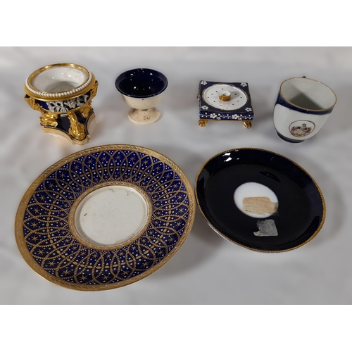 354 - A Selection of Mixed Blue and Gilt China including Saucers, cups and More.