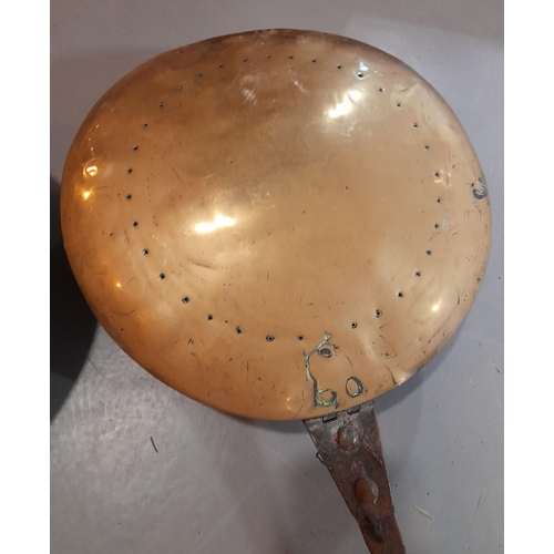 355 - A Pair of Metal Handled Antique Bed Warming Pans. 105cm H.