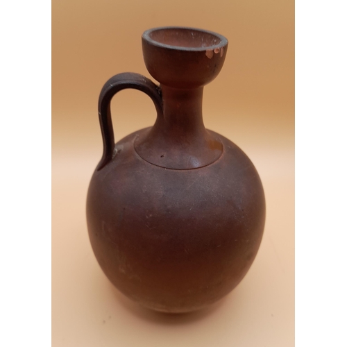 360 - A Set of 4 Terracotta Coloured Items including 2 Vases, 1 Copper, a Small Lidded Pot and a Jug.