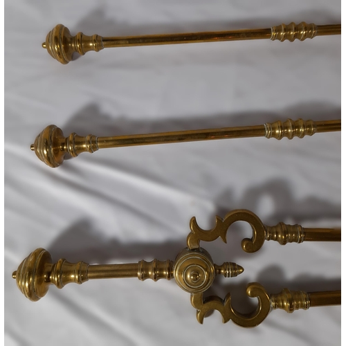 364 - A Set of Decorative Antique Brass Fire Irons complete with Shovel, Tongs and Poker, approx. 75cm in ... 