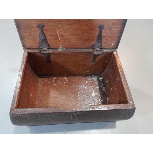 369 - An Antique Mahogany Box, 31cm L x 22cm W x 15cm D, Filled with Antique Lids from Pots and Teapots. S... 