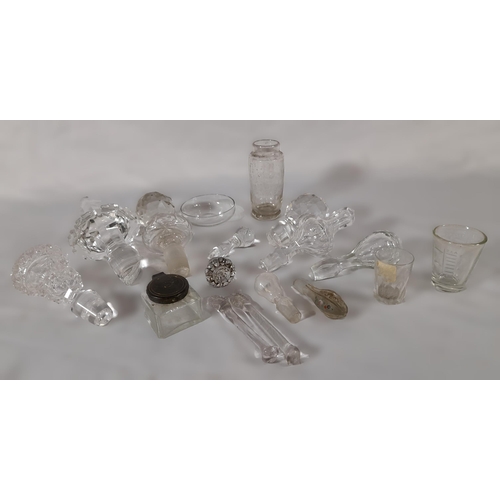 377 - A Range of Glass and Crystal Objects including a Antique Inkwell, Decanter Stoppers, Victorian Sugar... 