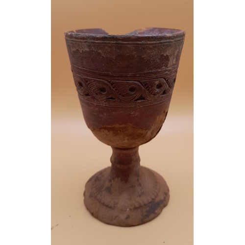 384 - A Collection of Antique Stone/Terracotta Items. 2 Bowls (10 and 12cm Diameter), 1 Goblet (13cm H), a... 