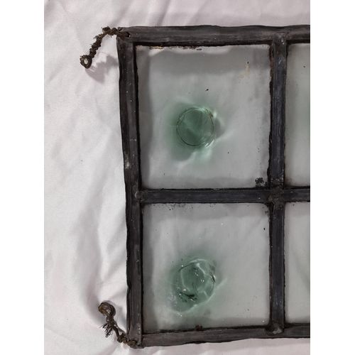 391 - A Pair of Hand Blown, Lead Work Stained Glass Windows. Approx 25cm x 25cm Each.