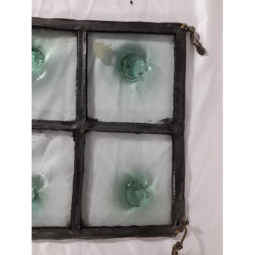 391 - A Pair of Hand Blown, Lead Work Stained Glass Windows. Approx 25cm x 25cm Each.