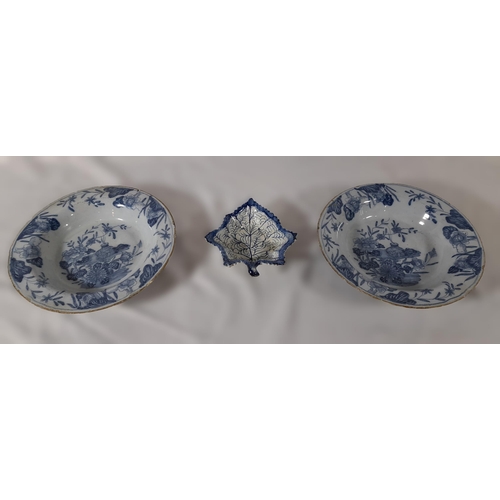 356 - Two Antique, possibly 1760 Blue and White Plates Decorated with Flowers and Foliage,22cm Diameter, o... 