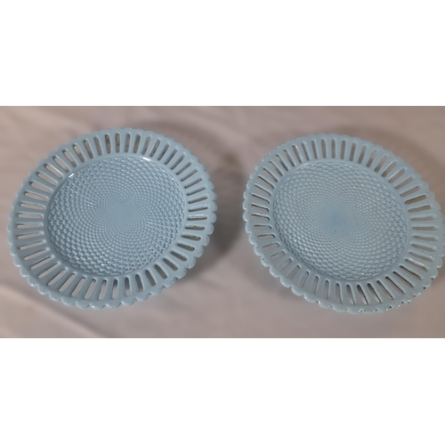 357 - Two Light Blue Filigree Plates dated 1876. No Chips, Cracks or Damage.