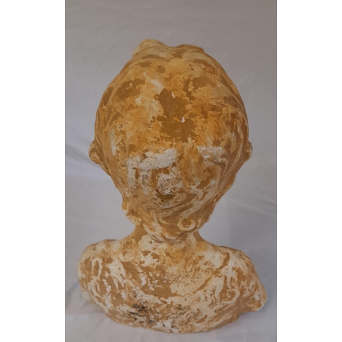 384A - A Plaster Bust of a Boy. Height 38cm, Width 32cm. Some Damage as Pictured.