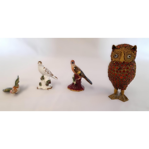 398 - Four Bird Ornaments in Different Styles. Some Damage as Pictured.