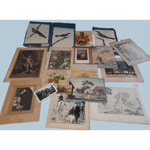 500 - A Selection of Antique Book Plates, Pen and Ink Drawings, Watercolours, Postcards and More. All with... 