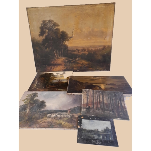 503 - A Collection of Original Oil Landscapes on canvas and Board. Some with damage as pictured.