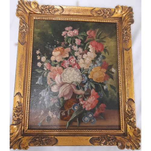 507 - A Collection of Mainly Gilt Framed Original Oils of Floral Arrangements, on board and canvas and One... 