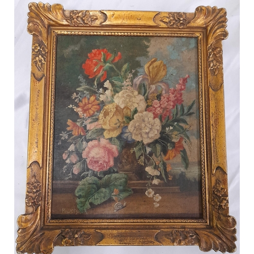 507 - A Collection of Mainly Gilt Framed Original Oils of Floral Arrangements, on board and canvas and One... 