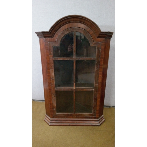 730 - A Georgian Inlaid Glass fronted  corner cabinet(inlay in need of attention)
109cm high,49cm x 49cm.