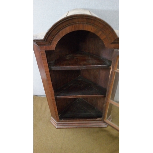 730 - A Georgian Inlaid Glass fronted  corner cabinet(inlay in need of attention)
109cm high,49cm x 49cm.