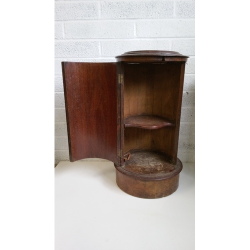 738 - An unmatched pair of Victorian Cylinder Pot Cupboards with inset marble top.
Damage as pictured.