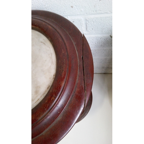 738 - An unmatched pair of Victorian Cylinder Pot Cupboards with inset marble top.
Damage as pictured.