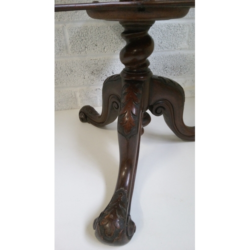 8 - A Victorian Inlaid parquetry centre table, with carved tripod base.
70cm high,58x58cms.