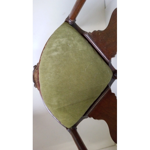 761 - A Georgian Corner Chair with Green Upholstered Seat.