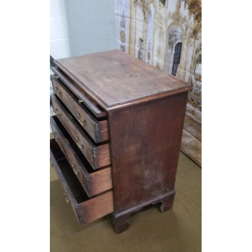 403 - Batchelors chest with moulded top over brushing slide and four graduating drawers.
slight damage as ... 