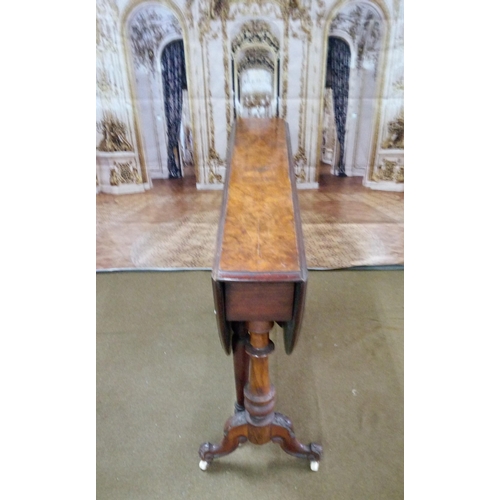 407 - Antique Burr Walnut gateleg table with turned and carved legs, ceramic casters.
Top in need of atten... 