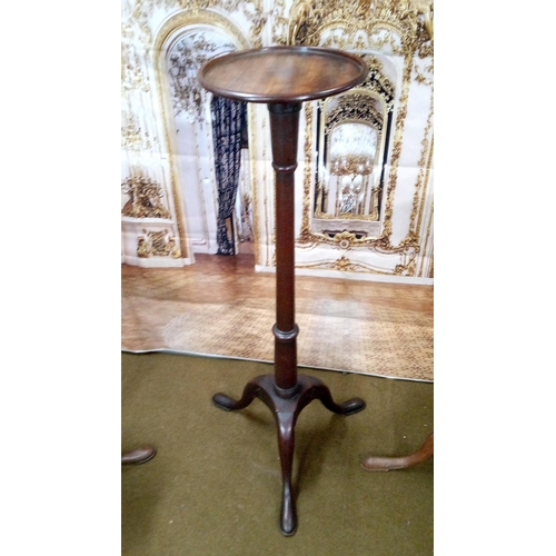 414 - 3 x Wine Tables on tripod legs, one with brass top