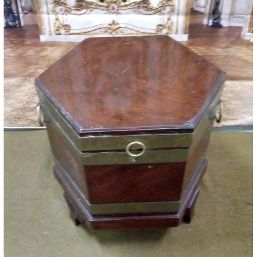 415 - Georgian Mahogany and Brass Bound Wine Cooler.
45cm high,44cm wide,44cm deep.