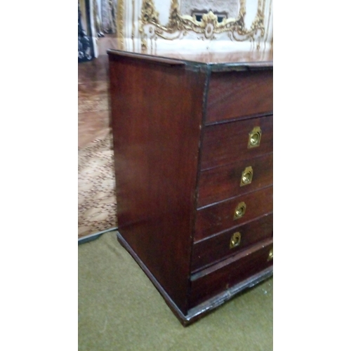 417 - 10 Drawer Collectors Chest with Brass handles.fFeet and trim missing on one side and other damage as... 