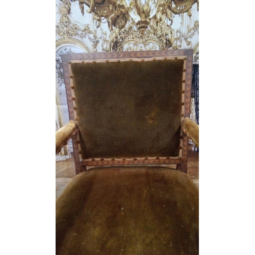 419 - Antique Empire Chair with Inlaid Detailing.