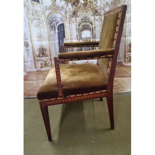 419 - Antique Empire Chair with Inlaid Detailing.