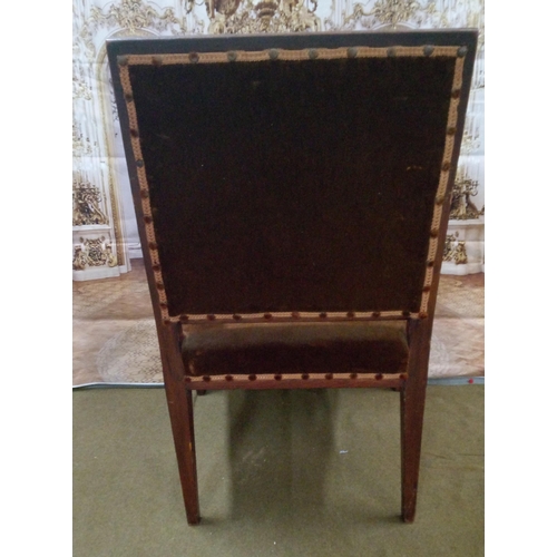 419 - Antique Empire Chair with Inlaid Detailing.