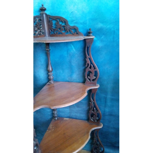 422 - 4 Shelf Corner Whatnot with ornate carved and turned detailing.
127cm high,50cm wide and deep.