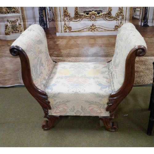 424 - Antique Child's Stools, one with with carved detailing and and Ebonised small Stool