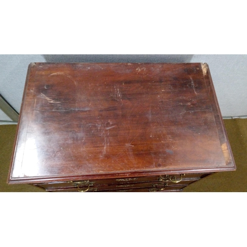 427 - 4 Drawer Georgian Chest on Bracket feet, Original Brass handles . has one foot missing, other damage... 