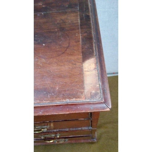 427 - 4 Drawer Georgian Chest on Bracket feet, Original Brass handles . has one foot missing, other damage... 