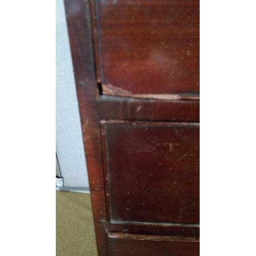 427 - 4 Drawer Georgian Chest on Bracket feet, Original Brass handles . has one foot missing, other damage... 