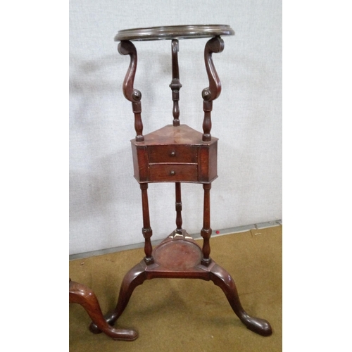 429 - A Pair of Georgian Wash Stands both have 2 small drawers standing on tapered columns with Cabriole l... 